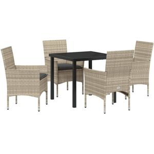 Vidaxl - Garden Dining Set with Cushion 5 pcs Light grey Poly rattan Vidaxl - Garden Dining Set with Cushion 5 pcs Light grey Poly rattan