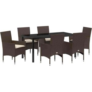 Garden Dining Set with Cushion 7 pcs Brown Poly rattan Vidaxl Garden Dining Set with Cushion 7 pcs Brown Poly rattan Vidaxl