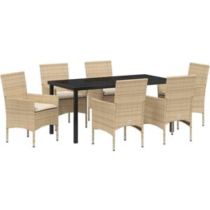 Garden Dining Set with Cushion 7 pcs Beige Poly rattan Vidaxl Garden Dining Set with Cushion 7 pcs Beige Poly rattan Vidaxl