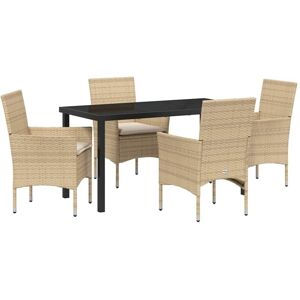 Garden Dining Set with Cushion 5 pcs Beige Poly rattan Vidaxl Garden Dining Set with Cushion 5 pcs Beige Poly rattan Vidaxl