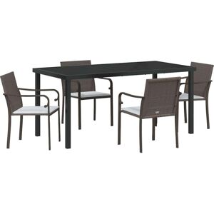 Garden Dining Set 5 pcs Brown Poly rattan Vidaxl Garden Dining Set 5 pcs Brown Poly rattan Vidaxl
