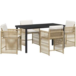 Garden Dining Set 5 pcs Beige Poly Rattan vidaXL Garden Dining Set 5 pcs Beige Poly Rattan vidaXL