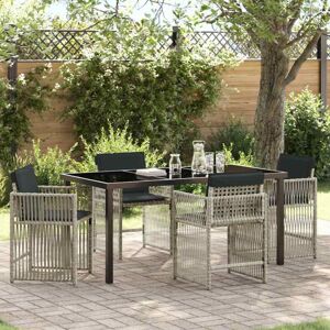 Garden Dining Set 5 pcs Light Grey Poly Rattan vidaXL Garden Dining Set 5 pcs Light Grey Poly Rattan vidaXL