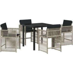 Garden Dining Set 5 pcs Light Grey Poly Rattan vidaXL Garden Dining Set 5 pcs Light Grey Poly Rattan vidaXL