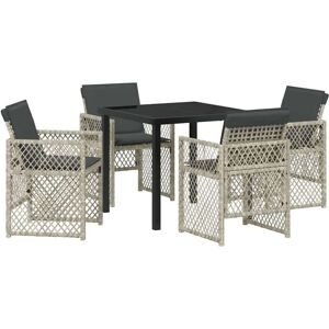 Garden Dining Set 5 pcs Light grey Poly Rattan Vidaxl Garden Dining Set 5 pcs Light grey Poly Rattan Vidaxl