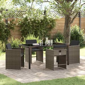 Garden Dining Set with Cushion Folding 5 pcs Grey Poly rattan Vidaxl Garden Dining Set with Cushion Folding 5 pcs Grey Poly rattan Vidaxl