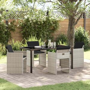 Garden Dining Set with Cushion 5 pcs Light grey Poly rattan Vidaxl Garden Dining Set with Cushion 5 pcs Light grey Poly rattan Vidaxl
