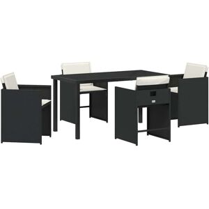 Garden Dining Set with Cushion Folding 5 pcs Black Poly rattan Vidaxl Garden Dining Set with Cushion Folding 5 pcs Black Poly rattan Vidaxl