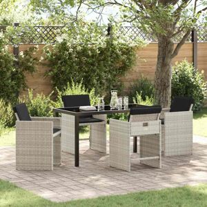 Garden Dining Set with Cushion 5 pcs Light grey Poly rattan vidaXL Garden Dining Set with Cushion 5 pcs Light grey Poly rattan vidaXL