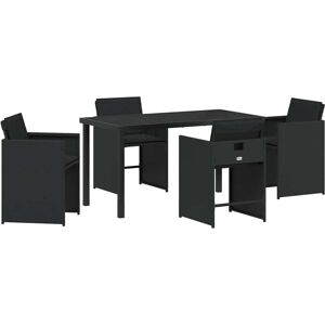 Garden Dining Set with Cushion Folding 5 pcs Black Poly rattan Vidaxl Garden Dining Set with Cushion Folding 5 pcs Black Poly rattan Vidaxl