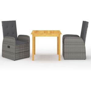 vidaXL Grey Garden Dining Set 85cm Table + 2 Chairs - Garden Dining Set vidaXL Grey Garden Dining Set 85cm Table + 2 Chairs - Garden Dining Set