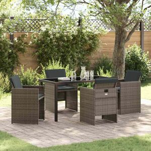 Garden Dining Set with Cushion Folding 5 pcs Grey Poly rattan Vidaxl Garden Dining Set with Cushion Folding 5 pcs Grey Poly rattan Vidaxl