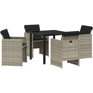 Garden Dining Set with Cushion 5 pcs Light grey Poly rattan Vidaxl Garden Dining Set with Cushion 5 pcs Light grey Poly rattan Vidaxl