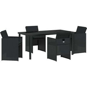 Garden Dining Set with Cushion Folding 5 pcs Black Poly rattan Vidaxl Garden Dining Set with Cushion Folding 5 pcs Black Poly rattan Vidaxl