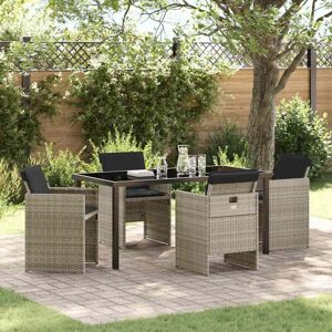Garden Dining Set with Cushion 5 pcs Light grey Poly rattan Vidaxl Garden Dining Set with Cushion 5 pcs Light grey Poly rattan Vidaxl