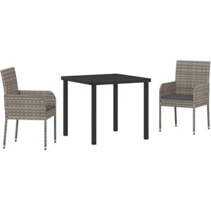 Garden Dining Set with Cushion 3 pcs Grey Poly rattan Vidaxl Garden Dining Set with Cushion 3 pcs Grey Poly rattan Vidaxl