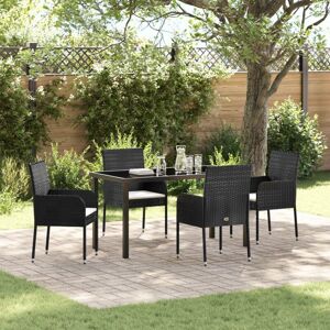Garden Dining Set with Cushion 5 pcs Black Poly rattan Vidaxl Garden Dining Set with Cushion 5 pcs Black Poly rattan Vidaxl