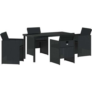 Garden Dining Set with Cushion Folding 5 pcs Black Poly rattan vidaXL Garden Dining Set with Cushion Folding 5 pcs Black Poly rattan vidaXL