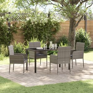 Garden Dining Set with Cushion 5 pcs Grey Poly rattan Vidaxl Garden Dining Set with Cushion 5 pcs Grey Poly rattan Vidaxl