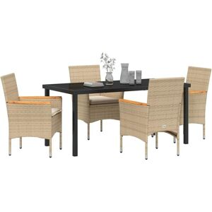 Vidaxl - Garden Dining Set with Cushion 5 pcs Beige Poly rattan Vidaxl - Garden Dining Set with Cushion 5 pcs Beige Poly rattan