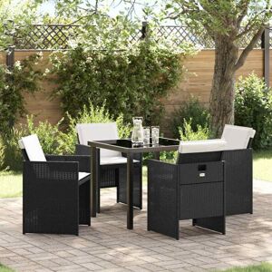 Garden Dining Set with Cushion Folding 5 pcs Black Poly rattan Vidaxl Garden Dining Set with Cushion Folding 5 pcs Black Poly rattan Vidaxl