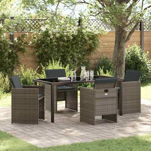 Garden Dining Set with Cushion Folding 5 pcs Grey Poly rattan vidaXL Garden Dining Set with Cushion Folding 5 pcs Grey Poly rattan vidaXL