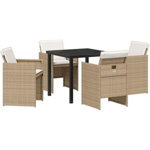 Garden Dining Set with Cushion Folding 5 pcs Beige Poly rattan Vidaxl Garden Dining Set with Cushion Folding 5 pcs Beige Poly rattan Vidaxl