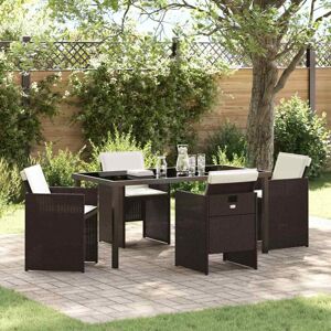 Garden Dining Set with Cushion Folding 5 pcs Brown Poly rattan Vidaxl Garden Dining Set with Cushion Folding 5 pcs Brown Poly rattan Vidaxl