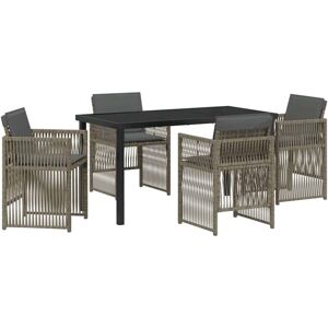 Garden Dining Set 5 pcs Grey Poly rattan Vidaxl Garden Dining Set 5 pcs Grey Poly rattan Vidaxl