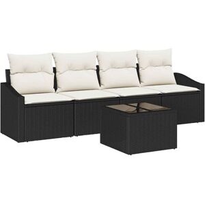Garden Sofa Set with Cushion 5 pcs Black, Cream 55 x 55 x 37 cm Vidaxl Garden Sofa Set with Cushion 5 pcs Black, Cream 55 x 55 x 37 cm Vidaxl