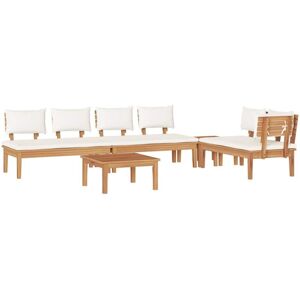Garden Bench Set with Cushion with Storage 5 pcs Brown, Cream Vidaxl Garden Bench Set with Cushion with Storage 5 pcs Brown, Cream Vidaxl