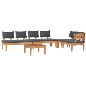 Vidaxl - Garden Bench Set with Cushion with Storage 5 pcs Brown, Grey Vidaxl - Garden Bench Set with Cushion with Storage 5 pcs Brown, Grey