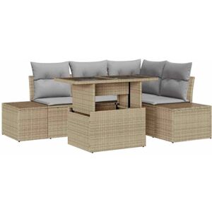 Garden Sofa Set 5 pcs Beige and Light Grey Poly Rattan vidaXL Garden Sofa Set 5 pcs Beige and Light Grey Poly Rattan vidaXL