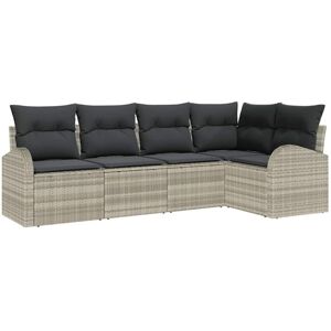 Garden Sofa Set with Cushion 5 pcs Light grey Poly rattan Vidaxl Garden Sofa Set with Cushion 5 pcs Light grey Poly rattan Vidaxl