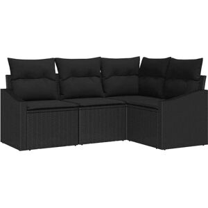 Garden Sofa Set 4 pcs Black Poly rattan Vidaxl Garden Sofa Set 4 pcs Black Poly rattan Vidaxl