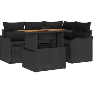 Vidaxl - Garden Sofa Set with Cushion 5 pcs Black 100 x 55 x 73 cm Vidaxl - Garden Sofa Set with Cushion 5 pcs Black 100 x 55 x 73 cm
