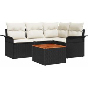 Vidaxl - Garden Sofa Set with Cushion 5 pcs Black, Cream 55 x 55 x 37 cm Vidaxl - Garden Sofa Set with Cushion 5 pcs Black, Cream 55 x 55 x 37 cm