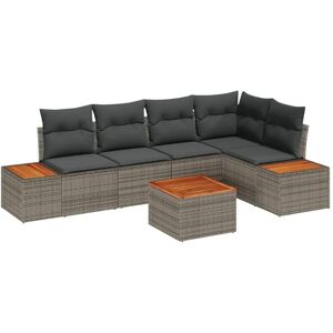 Garden Sofa Set with Cushion 6 pcs Grey Poly rattan vidaXL Garden Sofa Set with Cushion 6 pcs Grey Poly rattan vidaXL