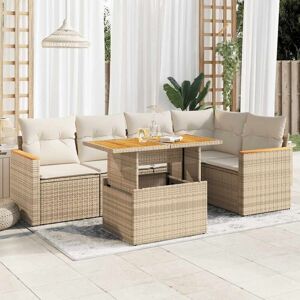 5 Piece Garden Sofa Set with Cushions Beige Poly Rattan Acacia Vidaxl 5 Piece Garden Sofa Set with Cushions Beige Poly Rattan Acacia Vidaxl