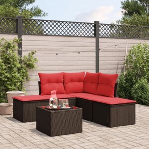 Vidaxl - 6 Piece Garden Sofa Set with Cushions Brown Poly Rattan Vidaxl - 6 Piece Garden Sofa Set with Cushions Brown Poly Rattan