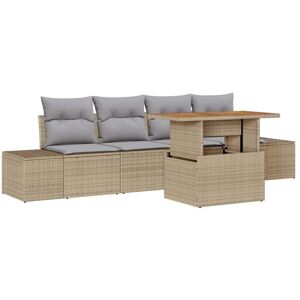 Vidaxl - Garden Sofa Set with Storage 5 pcs Beige Poly rattan Vidaxl - Garden Sofa Set with Storage 5 pcs Beige Poly rattan