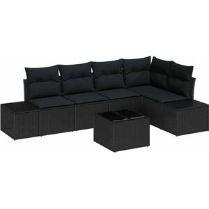 Vidaxl - Garden Sofa Set 6 pcs Black Poly Rattan, Powder-Coated Steel Vidaxl - Garden Sofa Set 6 pcs Black Poly Rattan, Powder-Coated Steel