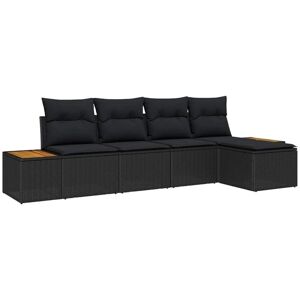 Vidaxl - Garden Sofa Set 5 pcs Black 184 x 62 x 85 cm Poly rattan Vidaxl - Garden Sofa Set 5 pcs Black 184 x 62 x 85 cm Poly rattan