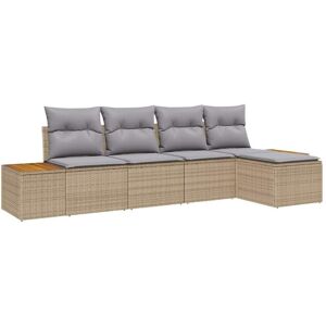 Vidaxl - Garden Sofa Set 5 pcs Beige and light grey 184 x 62 x 85 cm Vidaxl - Garden Sofa Set 5 pcs Beige and light grey 184 x 62 x 85 cm