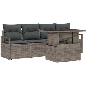 VidaXL Garden Sofa Set - Gray Rattan with Cushions VidaXL Garden Sofa Set - Gray Rattan with Cushions