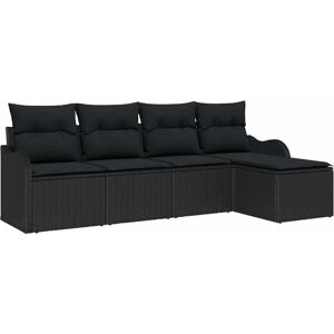 Garden Sofa Set with Cushion 5 pcs Black Poly rattan Vidaxl Garden Sofa Set with Cushion 5 pcs Black Poly rattan Vidaxl