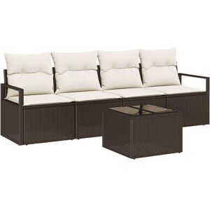 Garden Sofa Set with Cushion 5 pcs Brown, Cream 55 x 55 x 37 cm Vidaxl Garden Sofa Set with Cushion 5 pcs Brown, Cream 55 x 55 x 37 cm Vidaxl