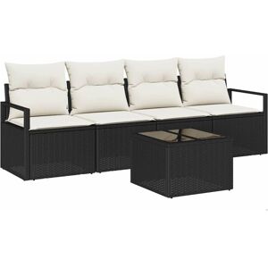 Garden Sofa Set with Cushion 5 pcs Black, Cream 55 x 55 x 37 cm Vidaxl Garden Sofa Set with Cushion 5 pcs Black, Cream 55 x 55 x 37 cm Vidaxl