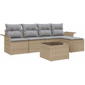 Garden Sofa Set with Cushion 6 pcs Beige Poly Rattan vidaXL Garden Sofa Set with Cushion 6 pcs Beige Poly Rattan vidaXL