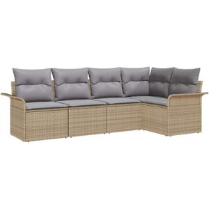 Garden Sofa Set with Cushion 5 pcs Beige Poly rattan Vidaxl Garden Sofa Set with Cushion 5 pcs Beige Poly rattan Vidaxl